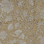 Vivian Hand Block Printed Linen Fabric Yard Light Brown Linen Fabric
