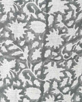 Michael Hand Block Printed Linen Fabric Ironwood and Warm White Linen Fabric