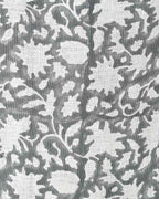 Michael Hand Block Printed Linen Fabric Ironwood and Warm White Linen Fabric