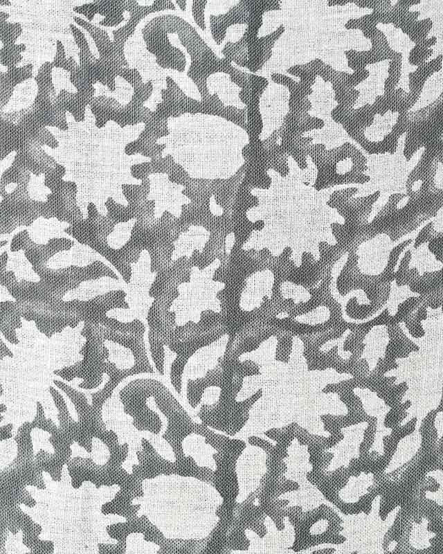 Michael Hand Block Printed Linen Fabric Ironwood and Warm White Linen Fabric