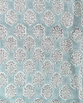 Alba Hand Block Printed Linen Icy Blue and Natural Linen Linen Fabric