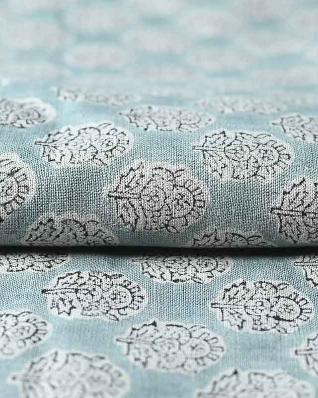 Alba Hand Block Printed Linen Linen Fabric
