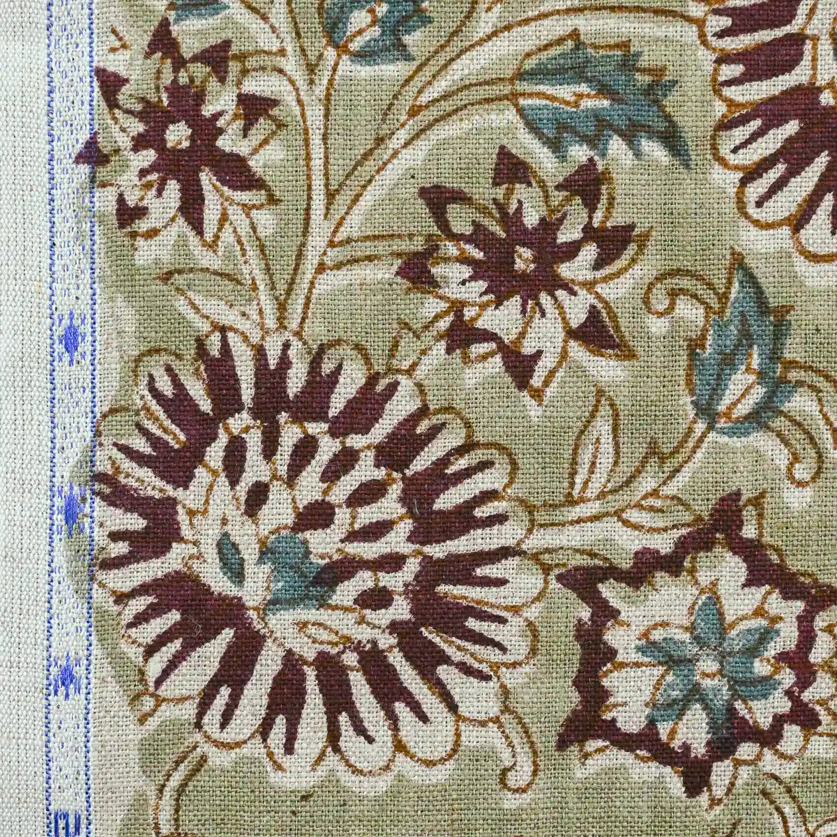 Jennifer Hand Block Printed Linen Fabric Linen Fabric