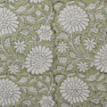 Jennifer Hand Block Printed Linen Fabric Yard Light Green Black Outline Linen Fabric