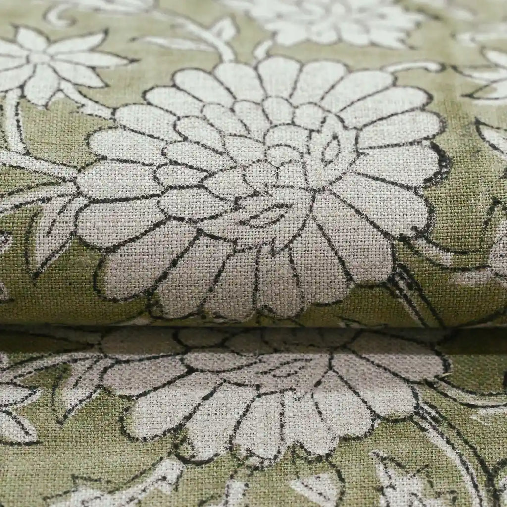 Jennifer Hand Block Printed Linen Fabric Linen Fabric