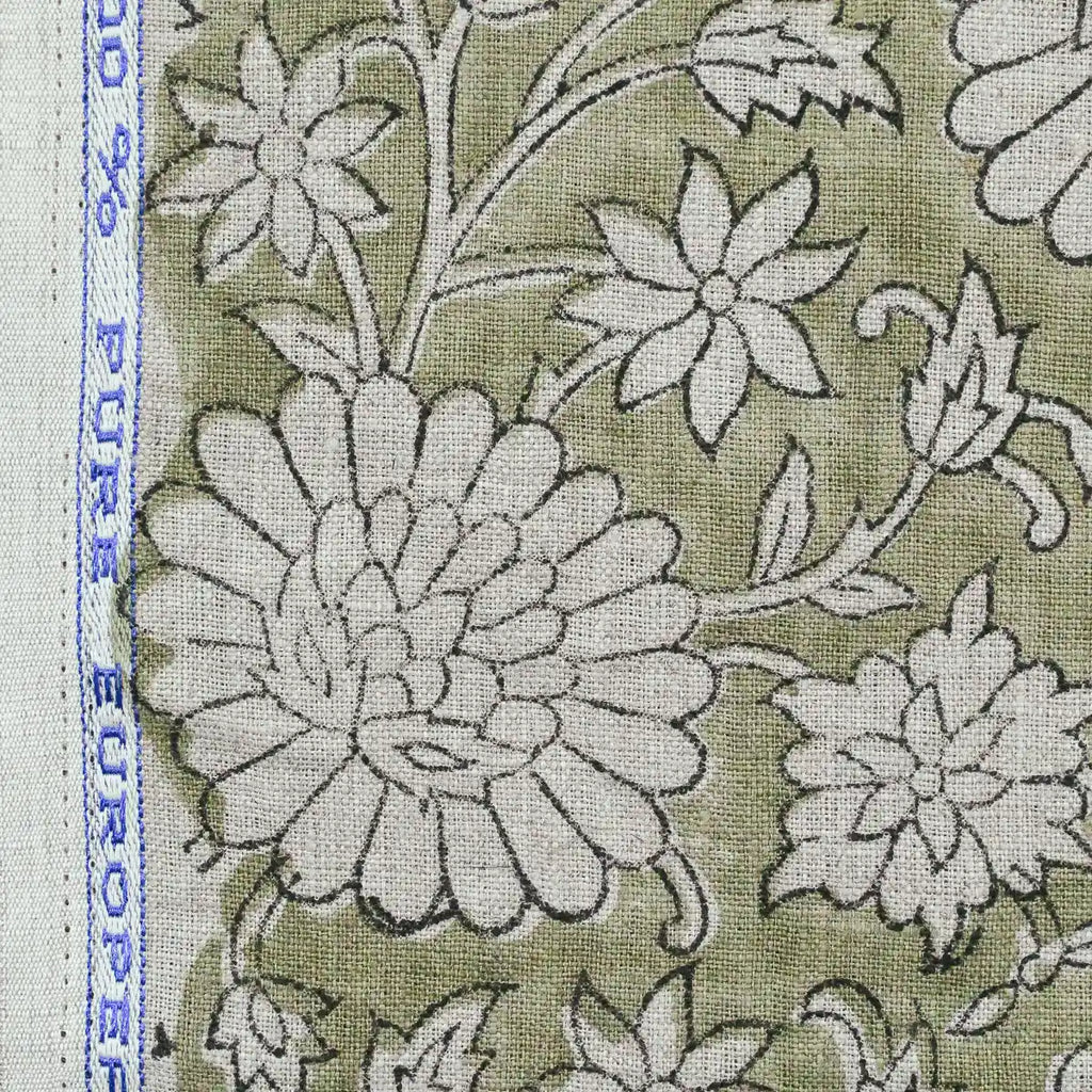 Jennifer Hand Block Printed Linen Fabric Linen Fabric