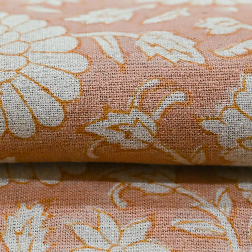 Jennifer Hand Block Printed Linen Fabric Linen Fabric
