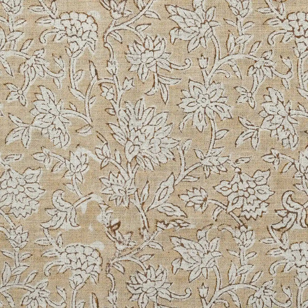 Abbey Floral Handloom Linen Yard Blush Pink Linen Fabric