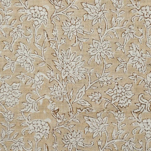 Abbey Floral Handloom Linen Yard Blush Pink Linen Fabric