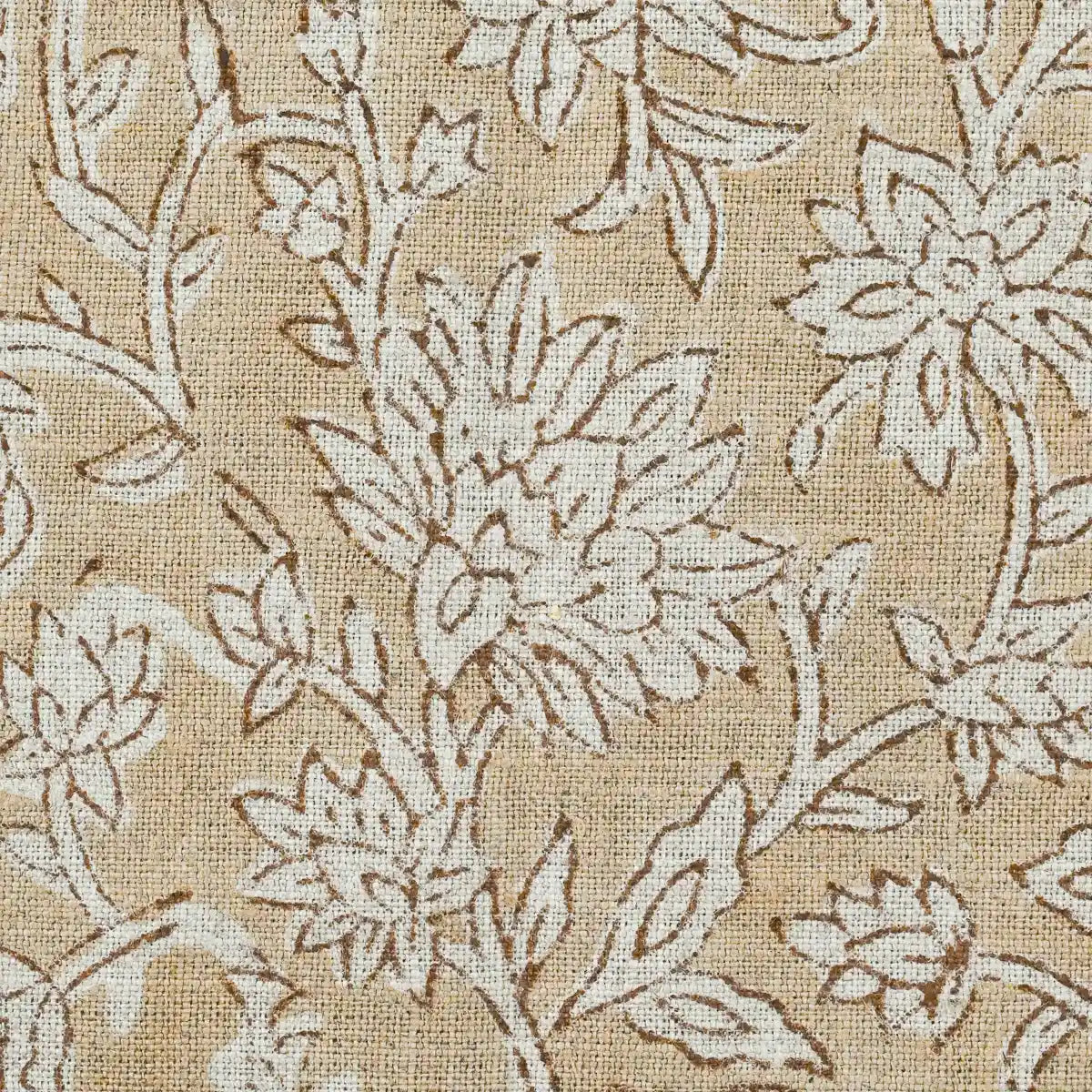 Abbey Floral Handloom Linen Swatch Blush Pink Linen Fabric