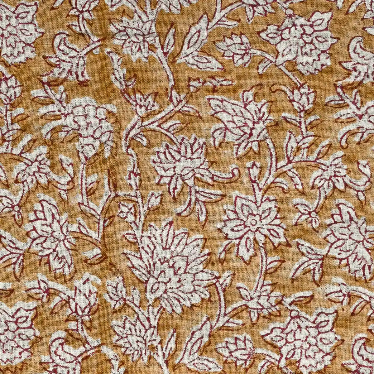 Abbey Floral Handloom Linen Yard Peach Linen Fabric