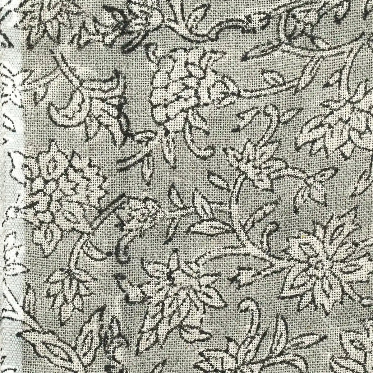 1 Yard Cut Out-Leocadia Block Print Handloom Linen Fabric Linen Fabric