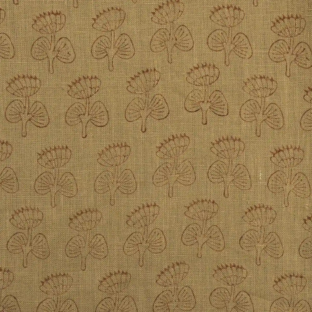 Flora Bloom Tan Dust Linen Fabric Yard Linen Fabric