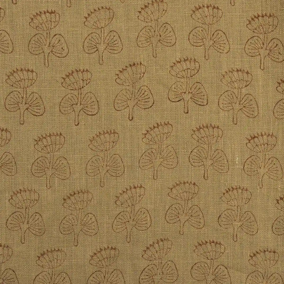 Flora Bloom Tan Dust Linen Fabric Yard Linen Fabric