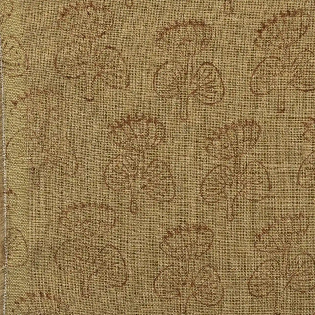 Flora Bloom Tan Dust Linen Fabric Linen Fabric