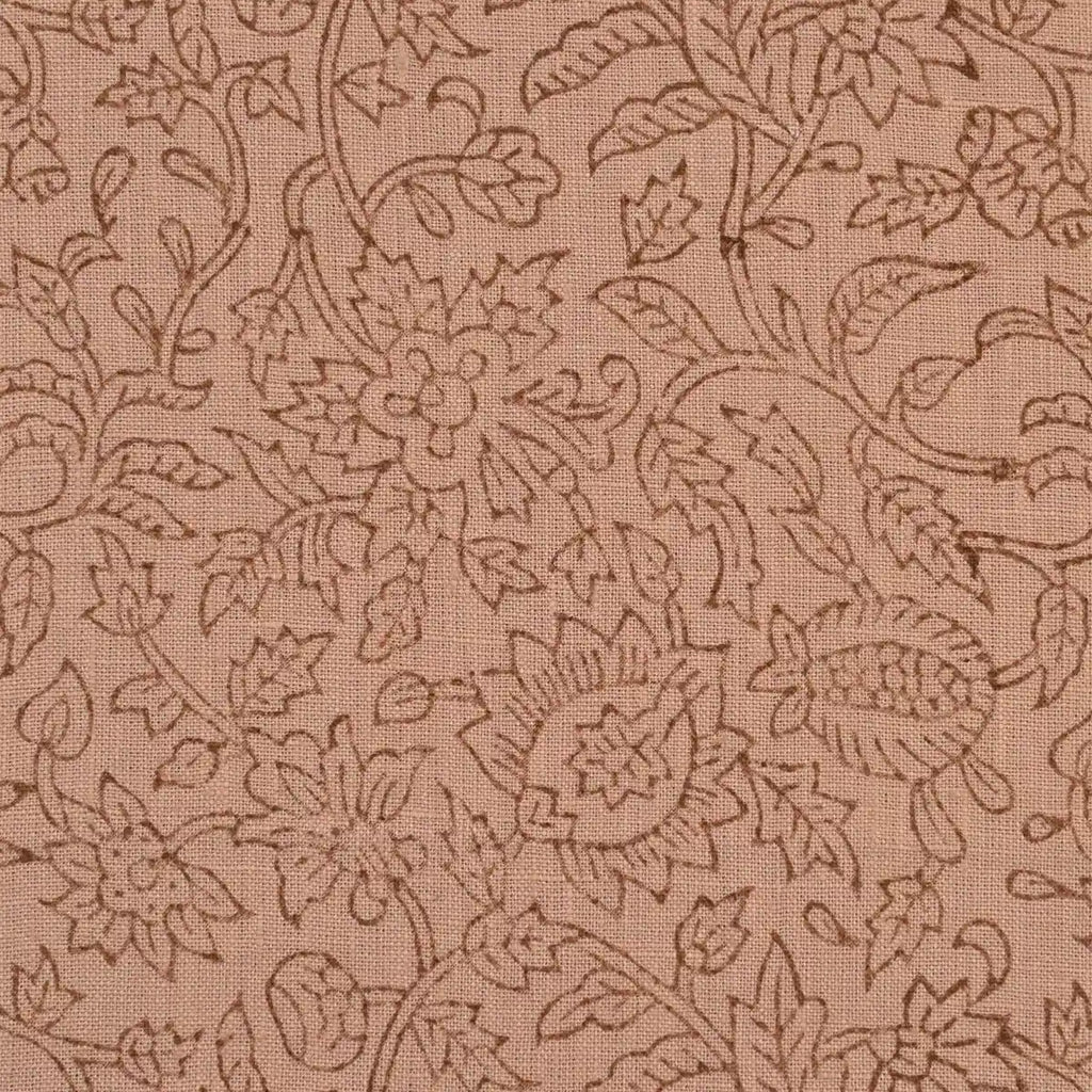 Quiet Vines Coral Linen Fabric Yard Linen Fabric