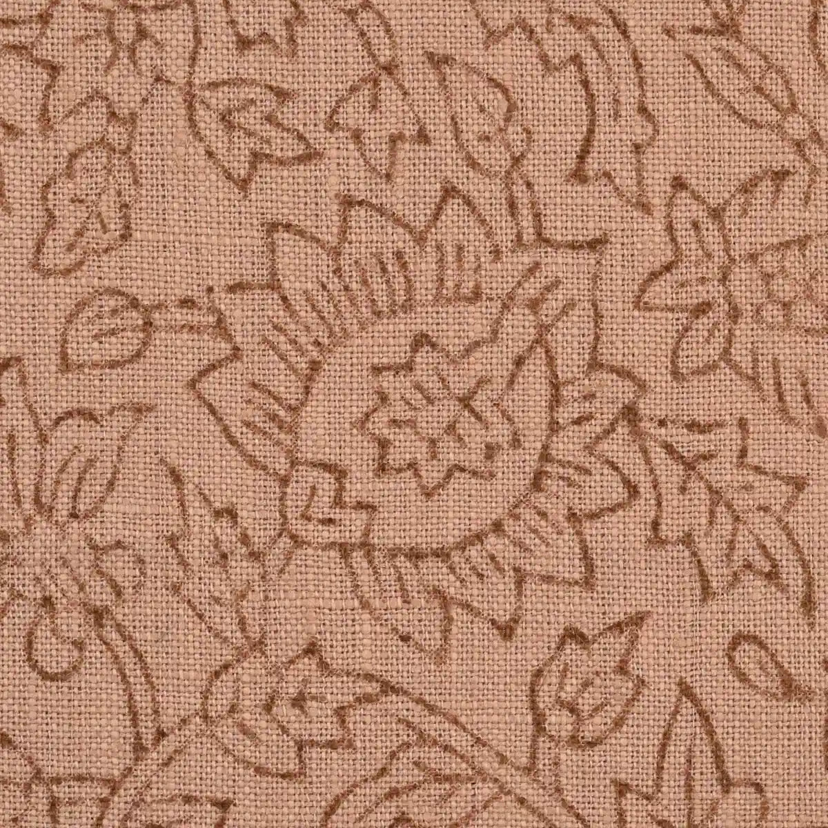 Quiet Vines Coral Linen Fabric Swatch Linen Fabric