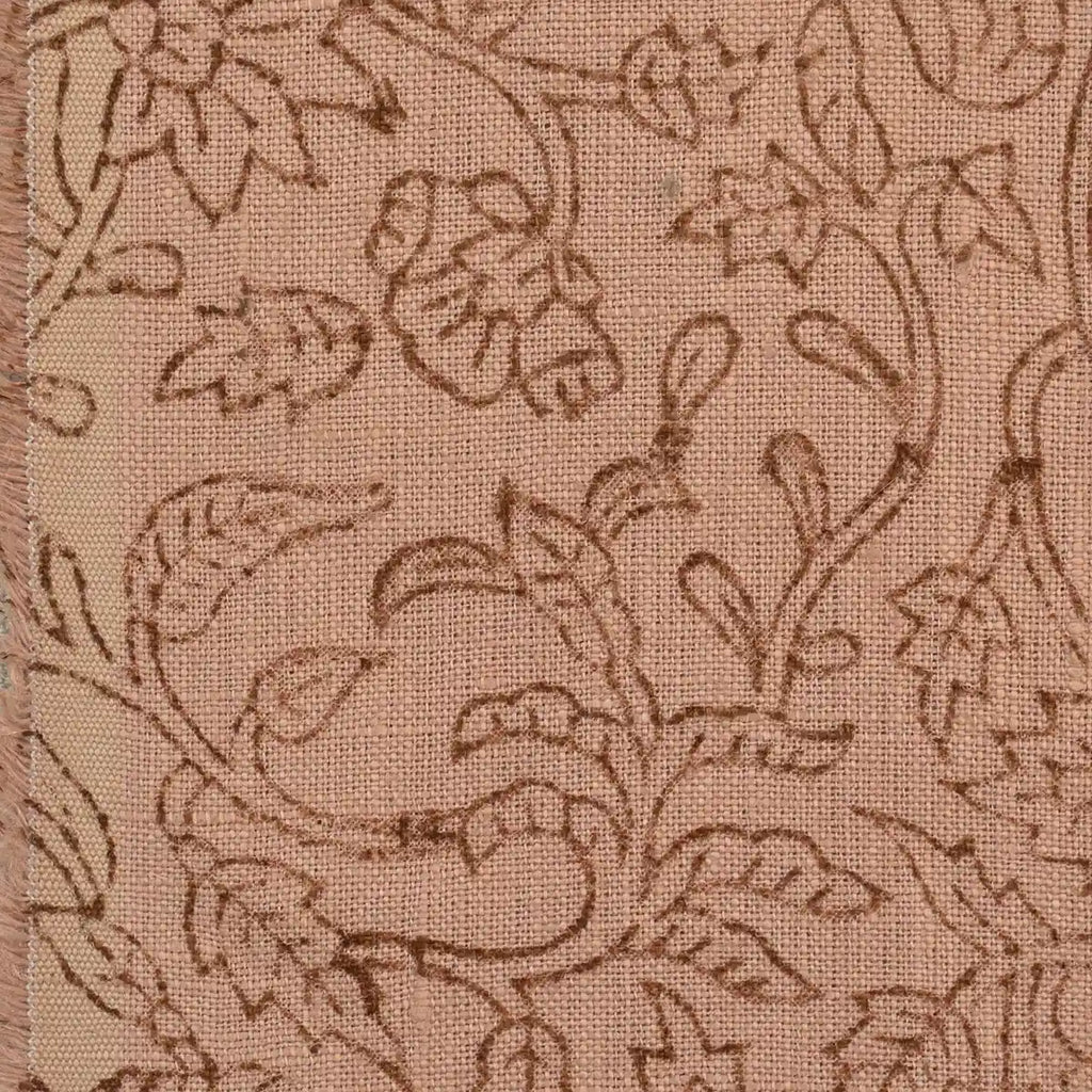 Quiet Vines Coral Linen Fabric Linen Fabric