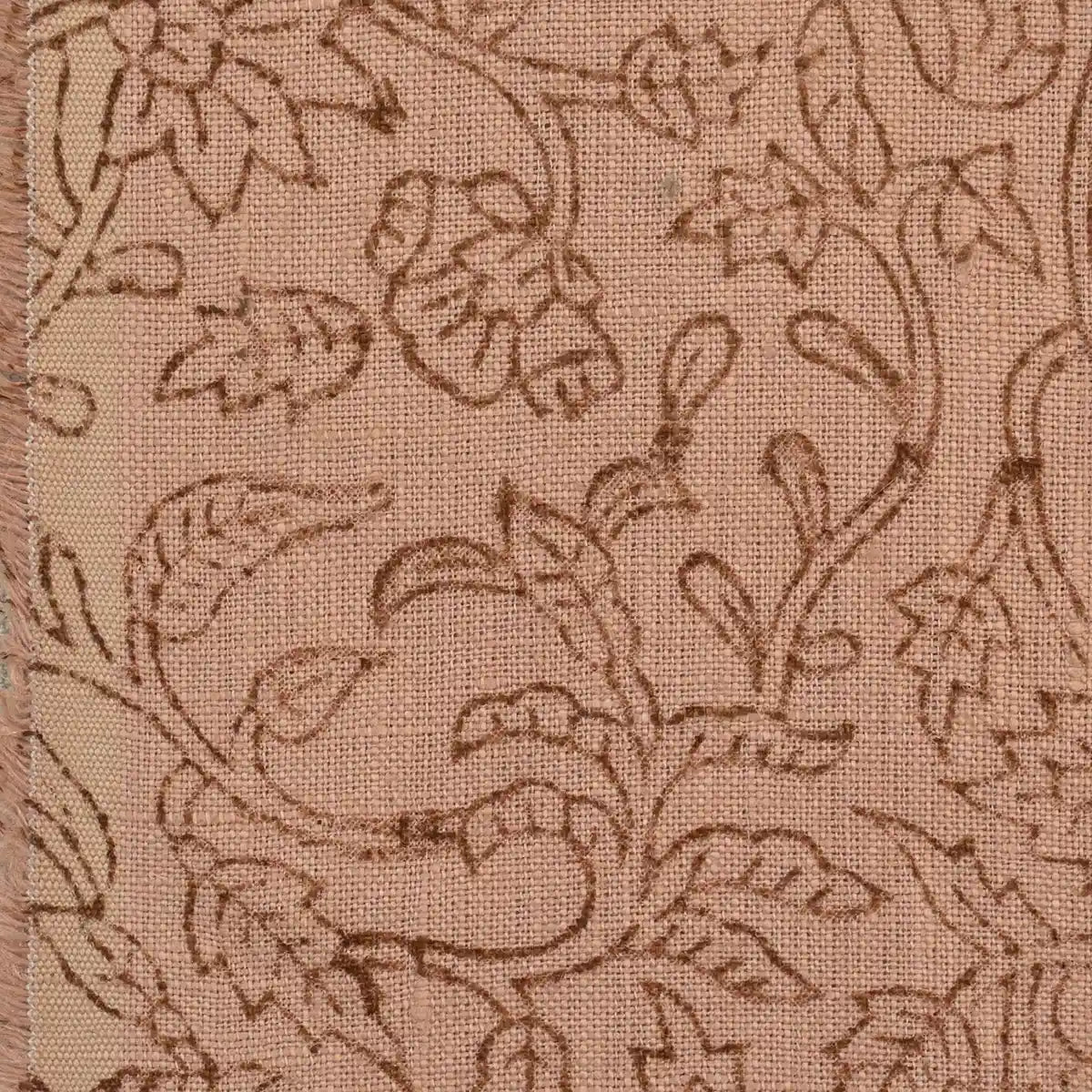 Quiet Vines Coral Linen Fabric Linen Fabric