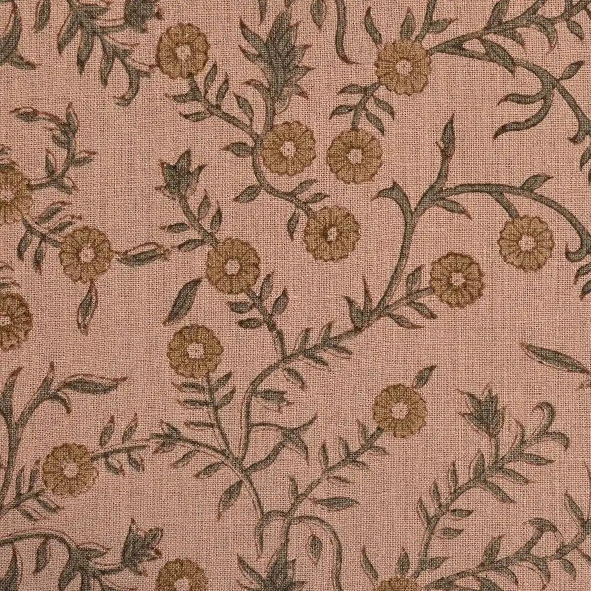 Ochre Bloom Linen Fabric Yard Sage Green Linen Fabric