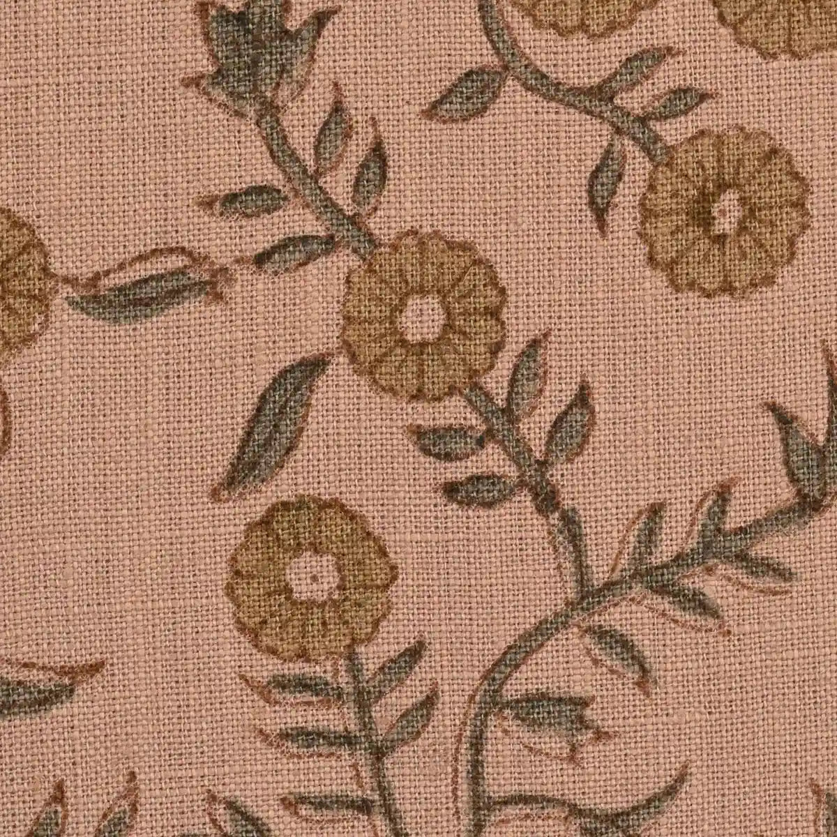 Ochre Bloom Linen Fabric Swatch Sage Green Linen Fabric