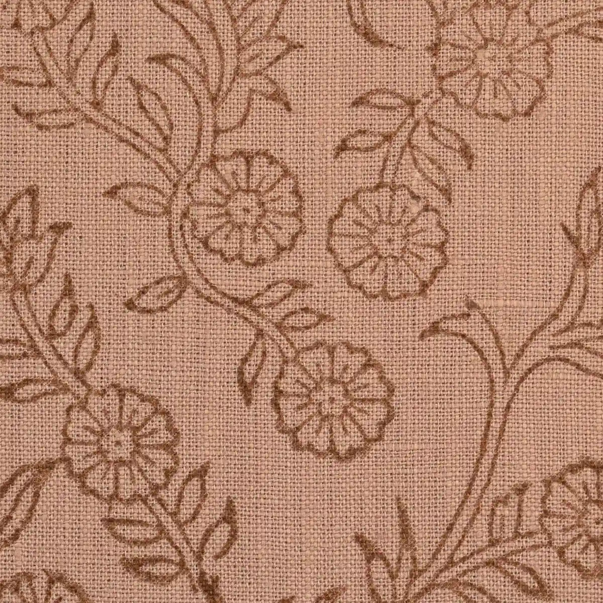 Ochre Bloom Linen Fabric Swatch Coral Linen Fabric
