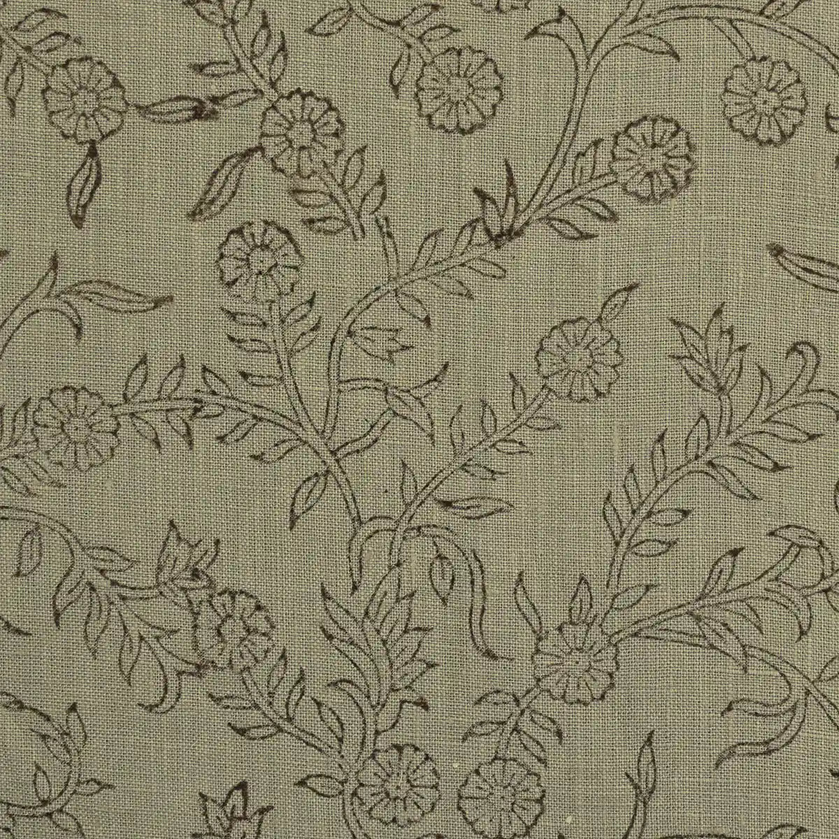 Ochre Bloom Linen Fabric Yard Dark Brown Linen Fabric