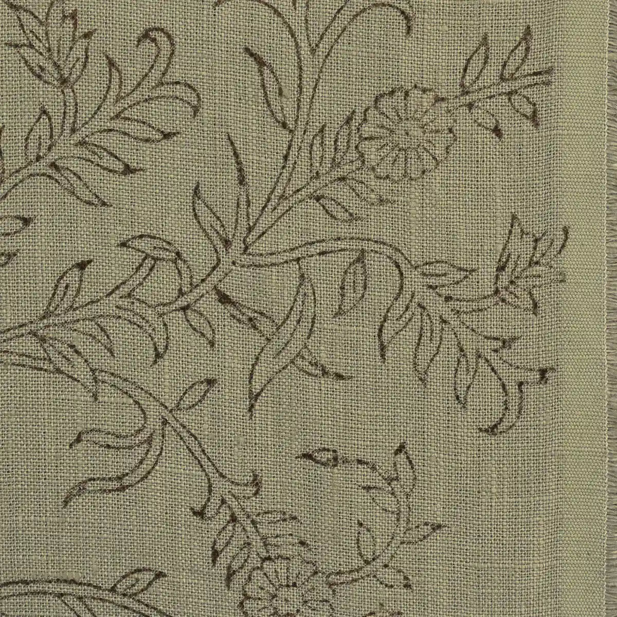 Ochre Bloom Linen Fabric Linen Fabric