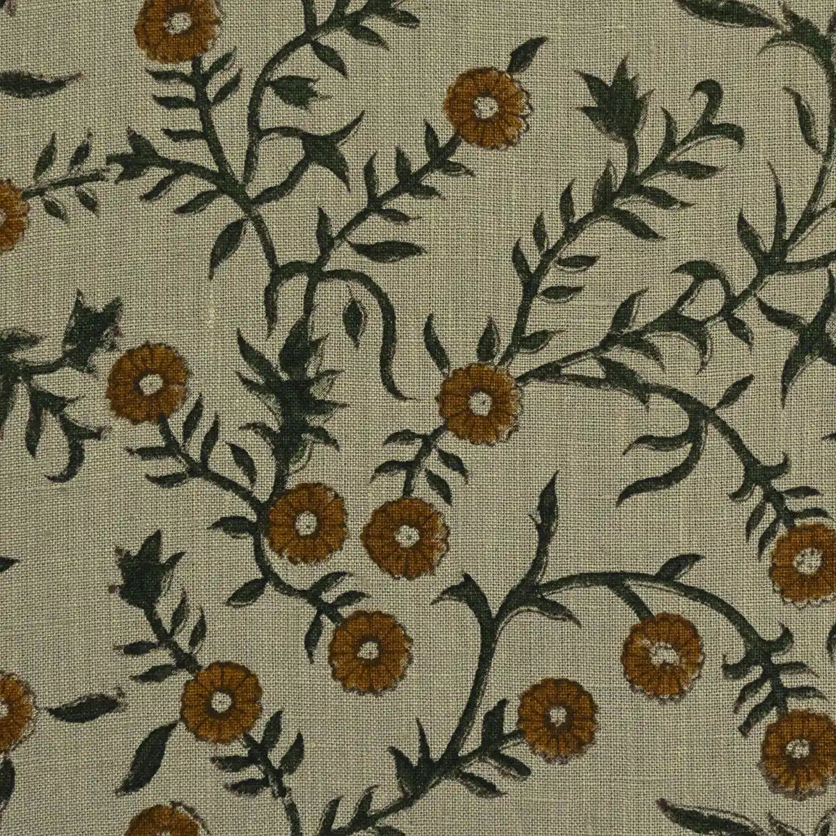 Ochre Bloom Linen Fabric – Thread To Form