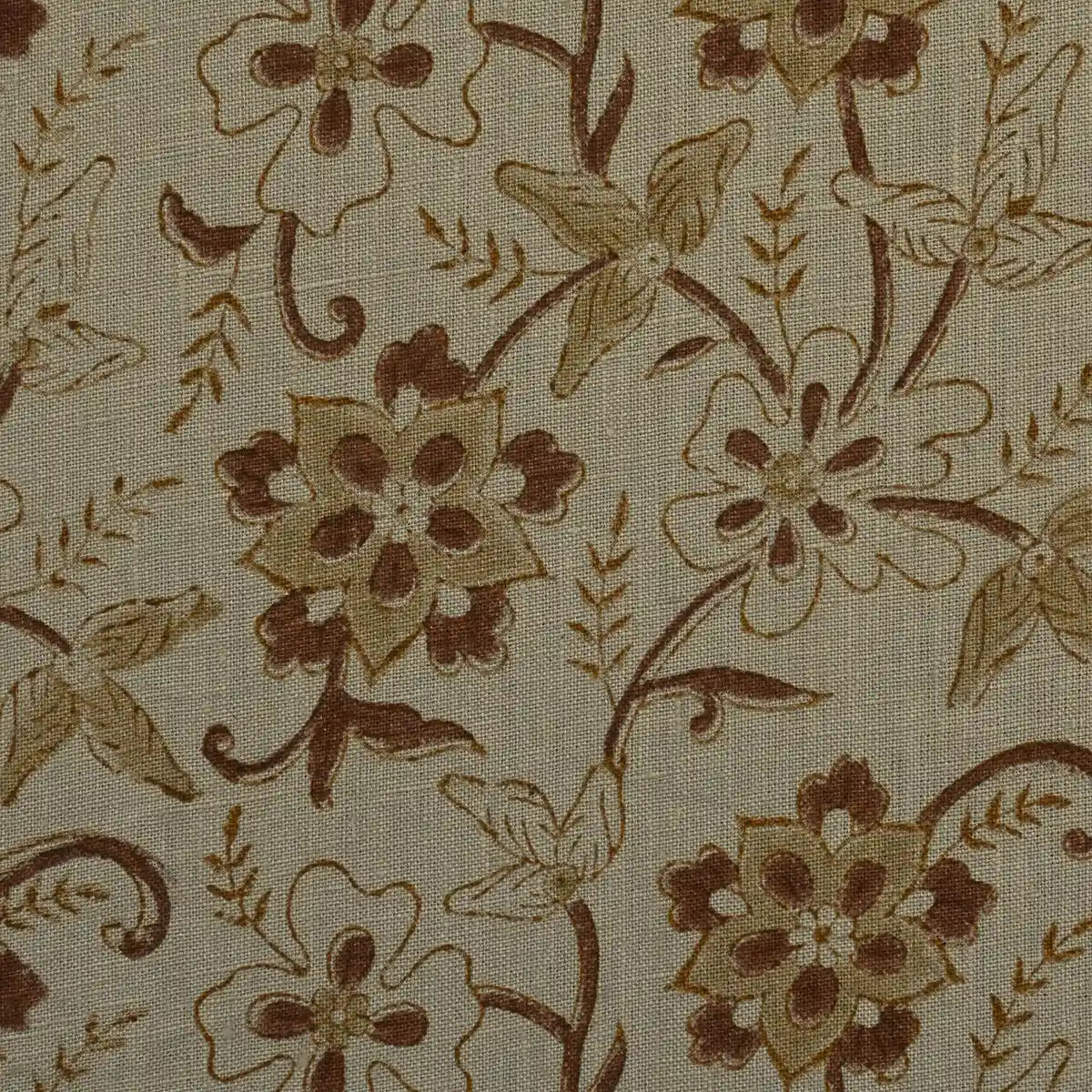 Petal Trails Washed Tan Linen Fabric Yard Linen Fabric