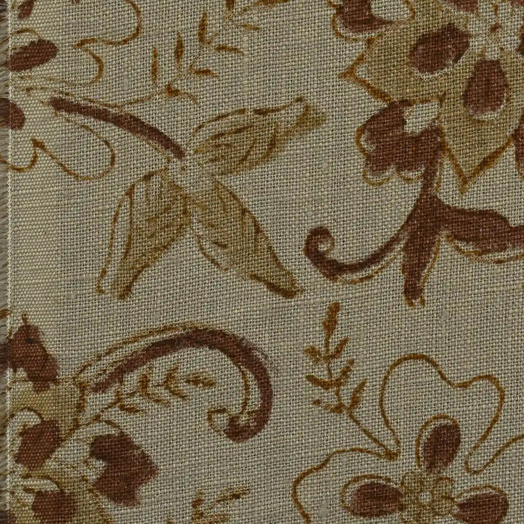 Petal Trails Washed Tan Linen Fabric Linen Fabric