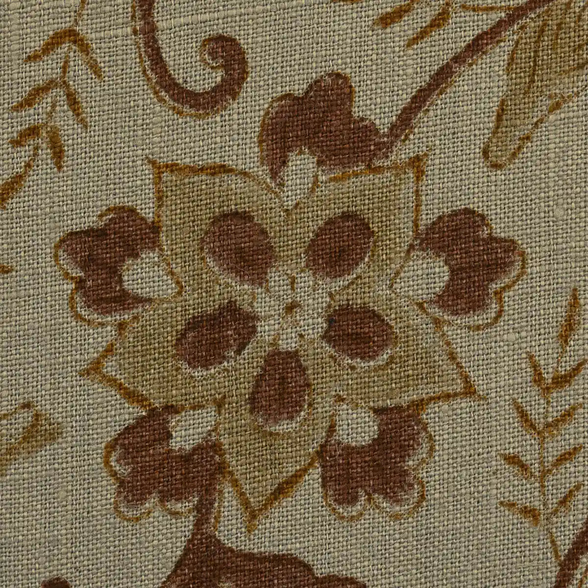 Petal Trails Washed Tan Linen Fabric Swatch Linen Fabric