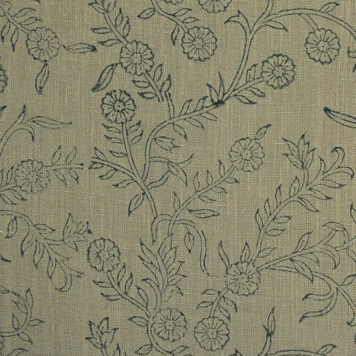 Ochre Bloom Linen Fabric Yard Blue Linen Fabric