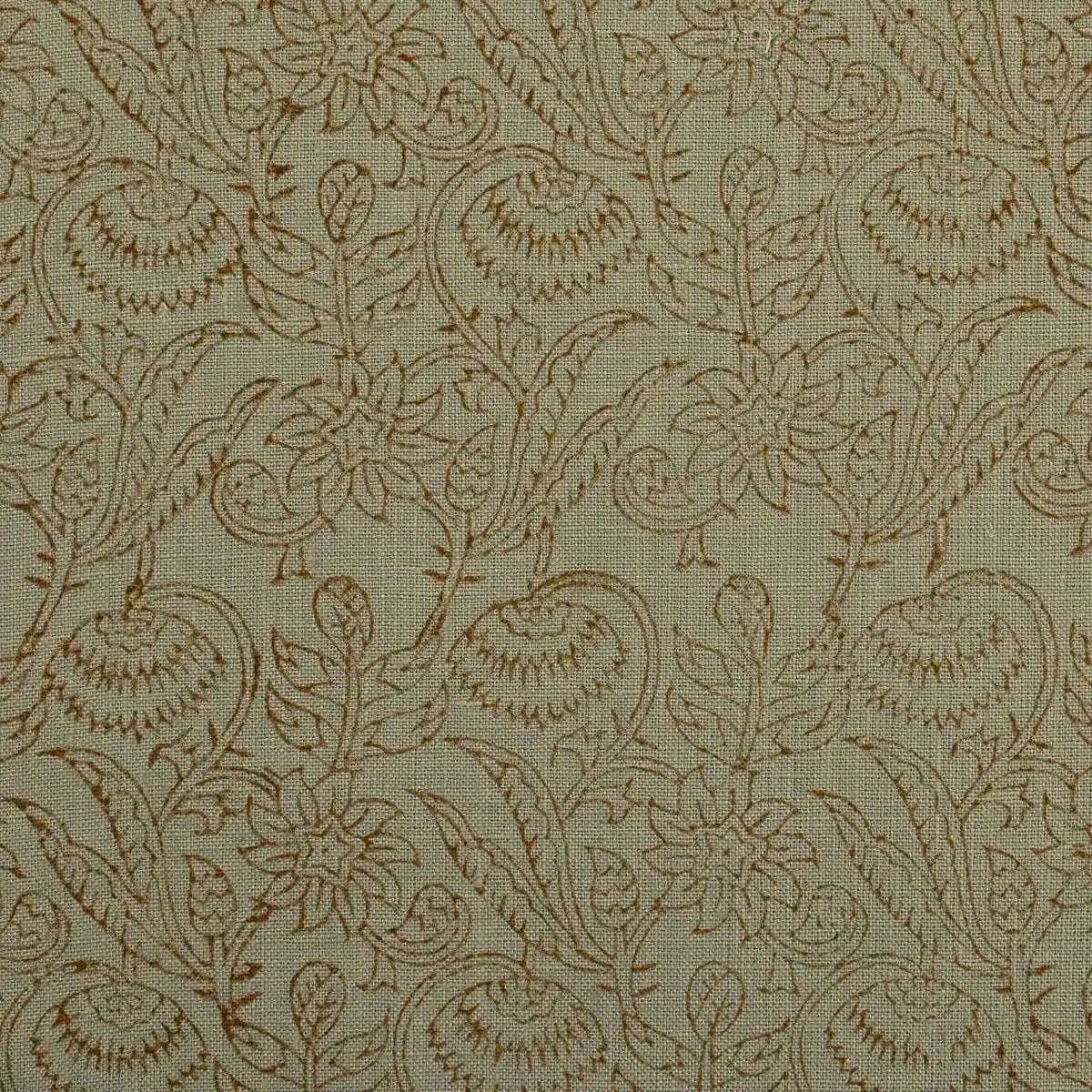 Floral Imprints Washed Tan Linen Fabric Yard Linen Fabric