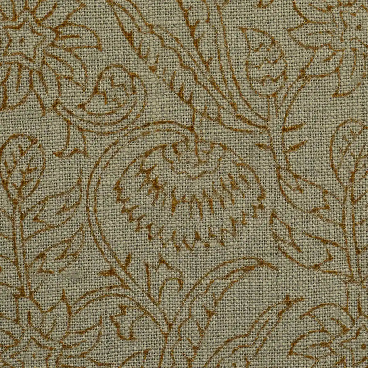 Floral Imprints Washed Tan Linen Fabric Swatch Linen Fabric