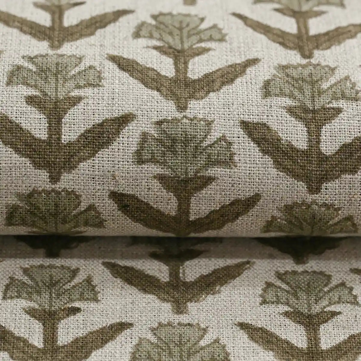Bruce Block Print Handloom Linen Fabric Linen Fabric