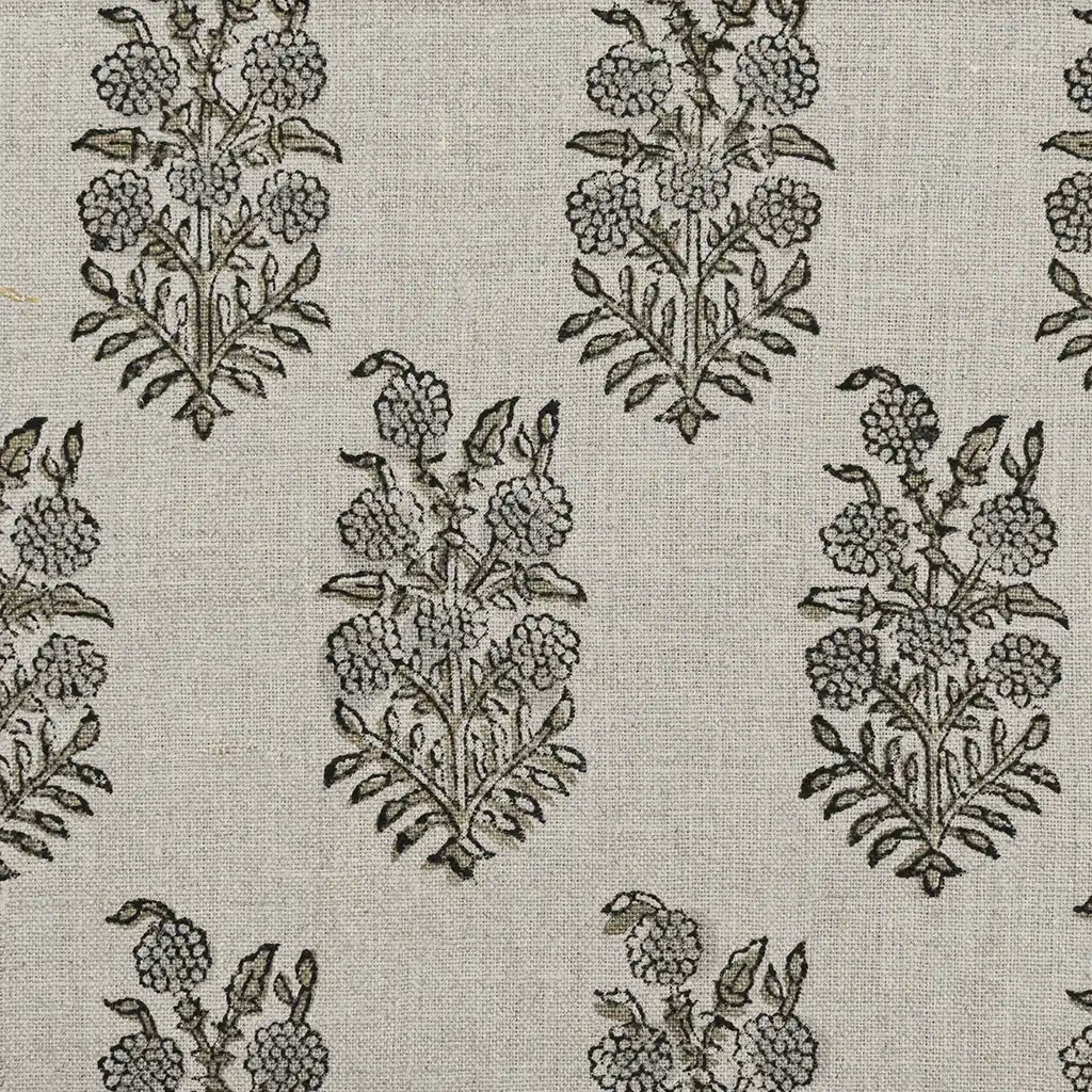 1 Yard Cut Out-Clover Block Printed Linen Fabric 1 Yard Linen Fabric