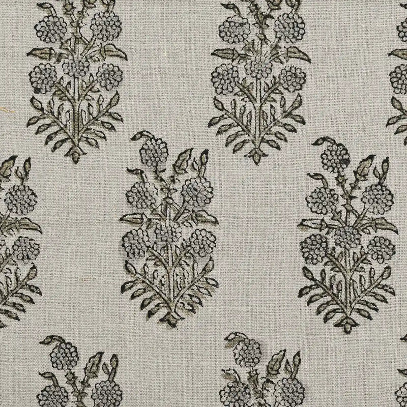 1 Yard Cut Out-Clover Block Printed Linen Fabric 1 Yard Linen Fabric