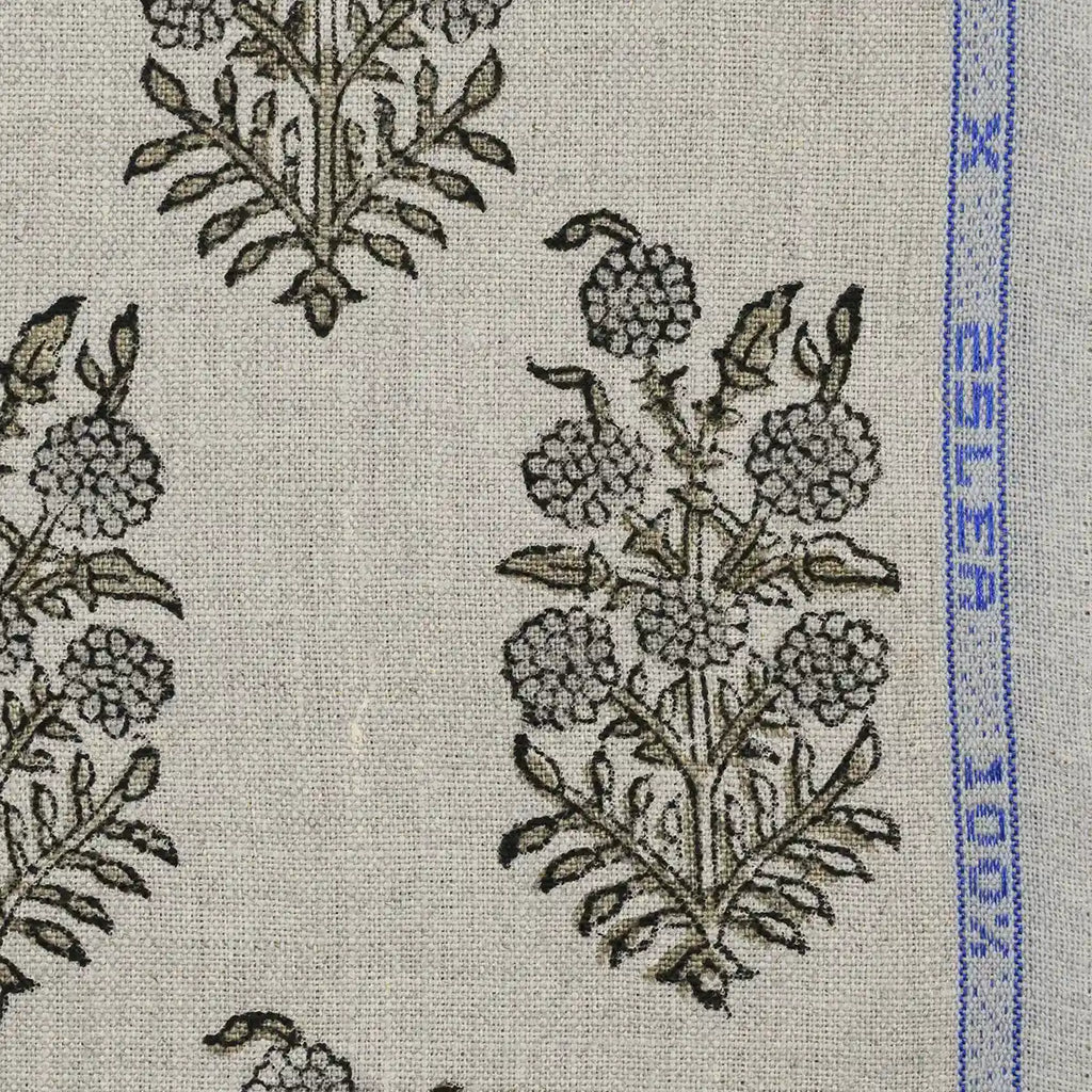 1 Yard Cut Out-Clover Block Printed Linen Fabric Linen Fabric
