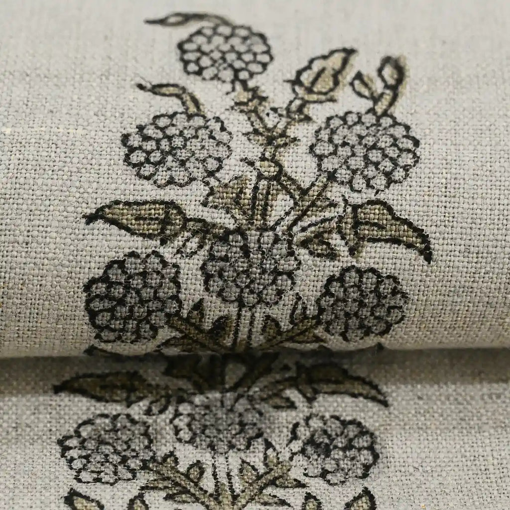 1 Yard Cut Out-Clover Block Printed Linen Fabric Linen Fabric