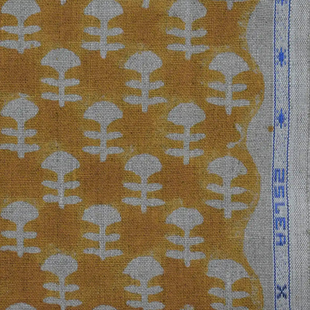 Edith Block Printed Linen Fabric Linen Fabric