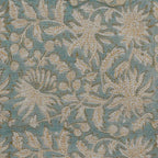 Malyn Handloom Block Print Linen Yard Dusty Aqua Linen Fabric