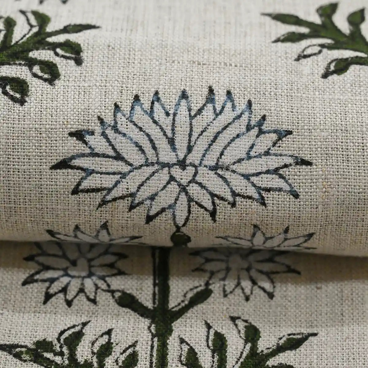 Sylvia Hand Block Printed Linen Fabric Linen Fabric