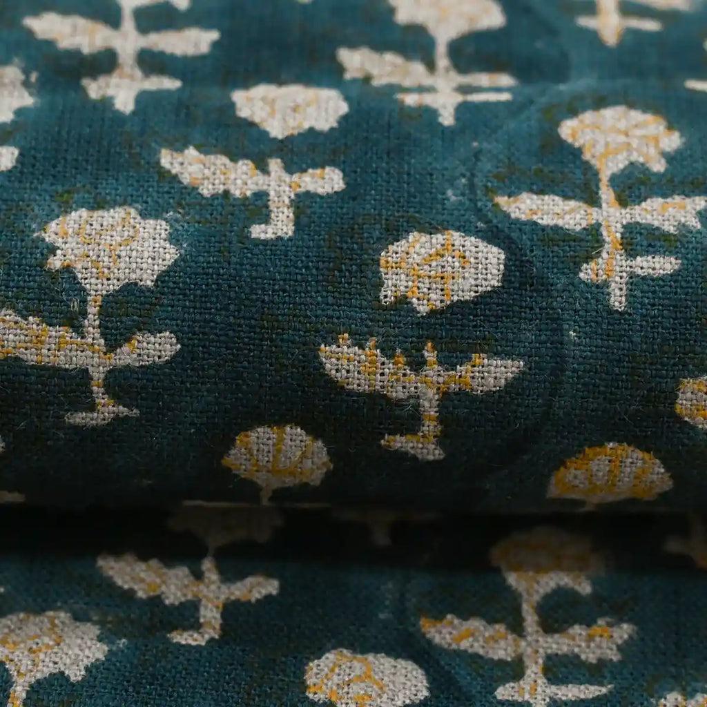 Iris Linen Block Print Linen Fabric