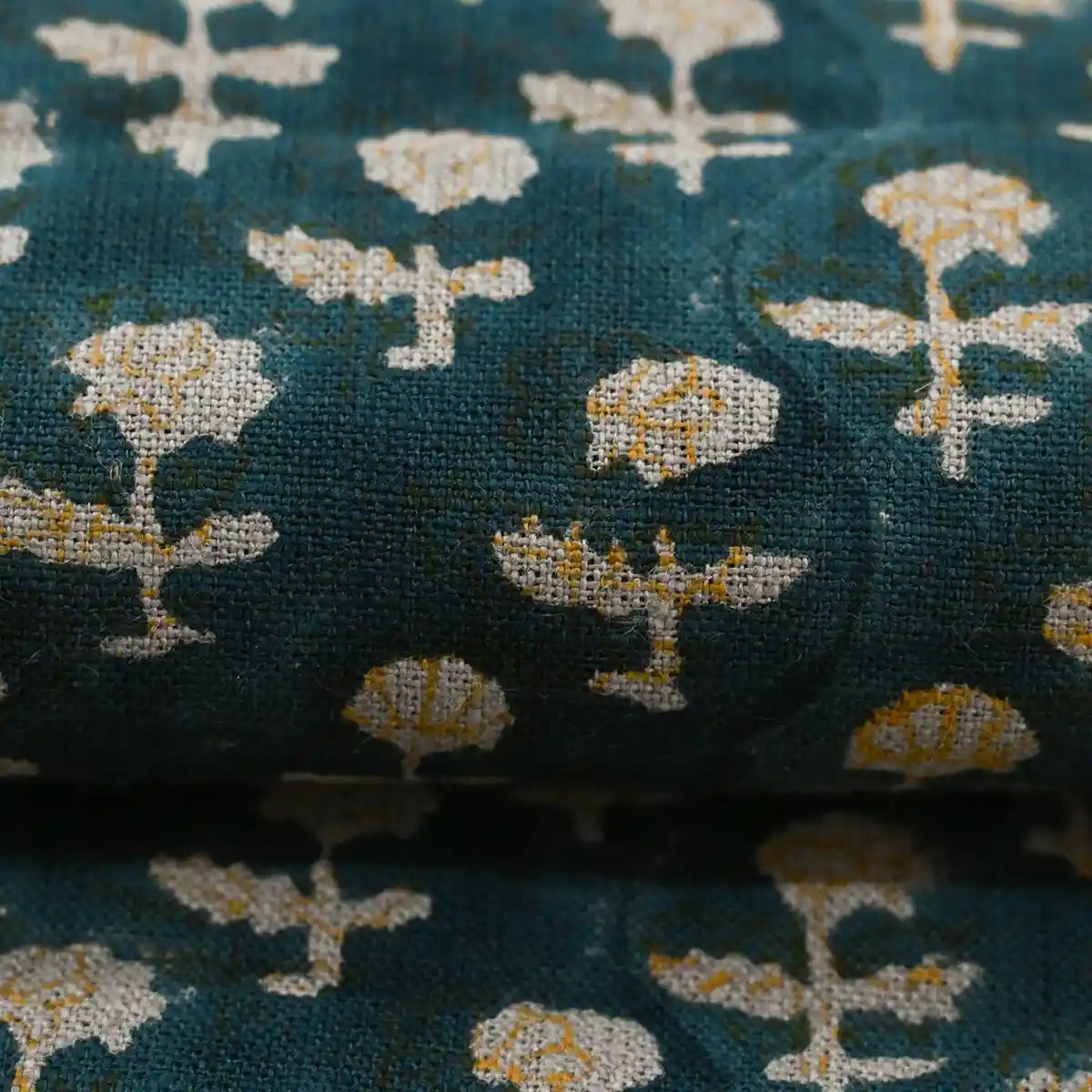 Iris Linen Block Print Linen Fabric