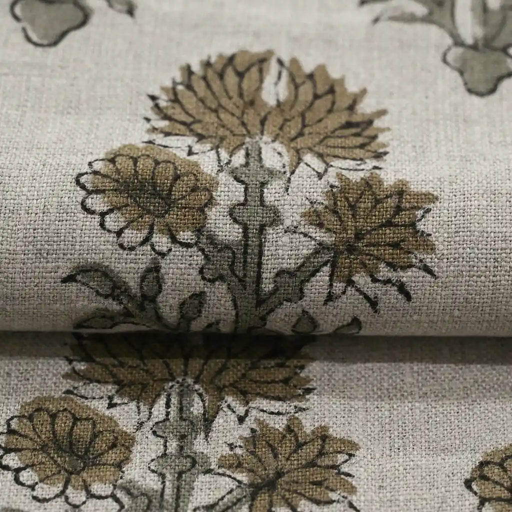 Sylvia Hand Block Printed Linen Fabric Linen Fabric