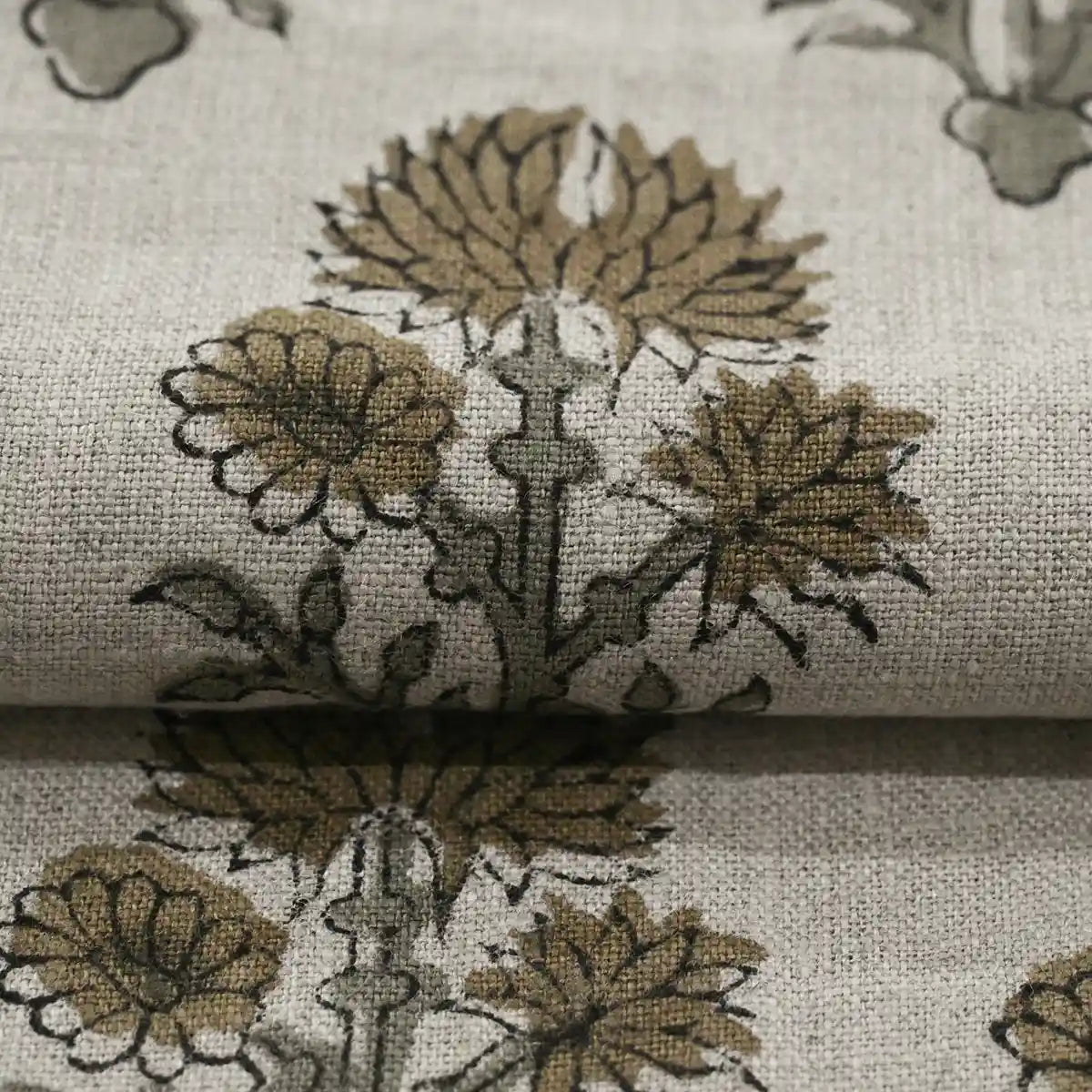 Sylvia Hand Block Printed Linen Fabric Linen Fabric
