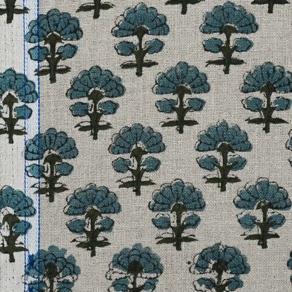 Sage Linen Block Print Fabric Linen Fabric