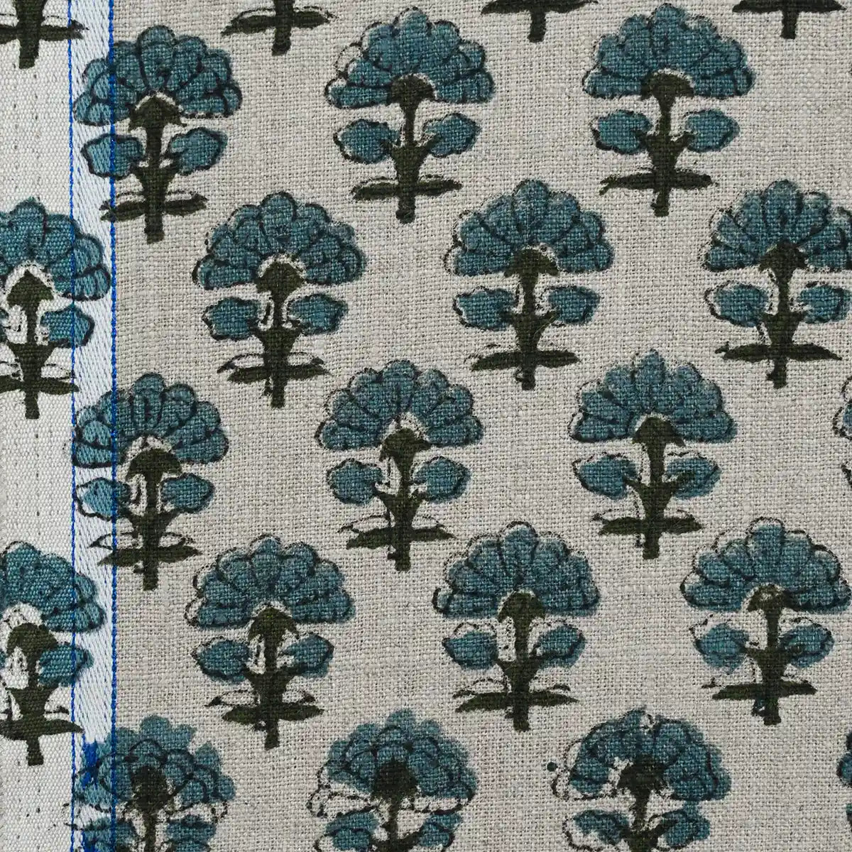 Sage Linen Block Print Fabric Linen Fabric