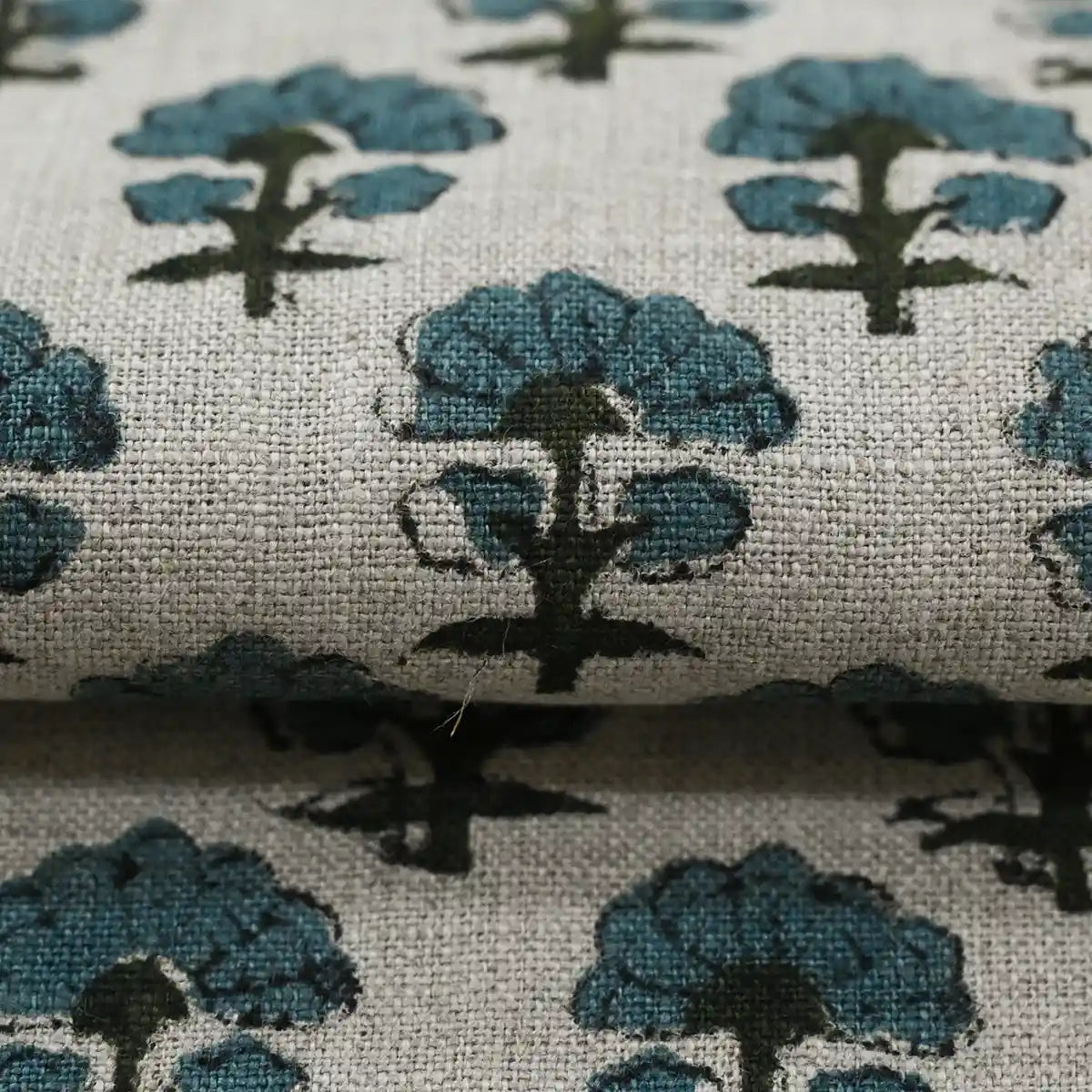 Sage Linen Block Print Fabric Linen Fabric